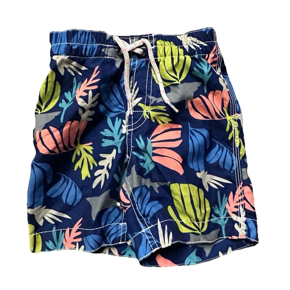 Toddler Boy Summer Swim Rash Guard Swim Trunks Sharks Floral 3T - Picture 4 of 4